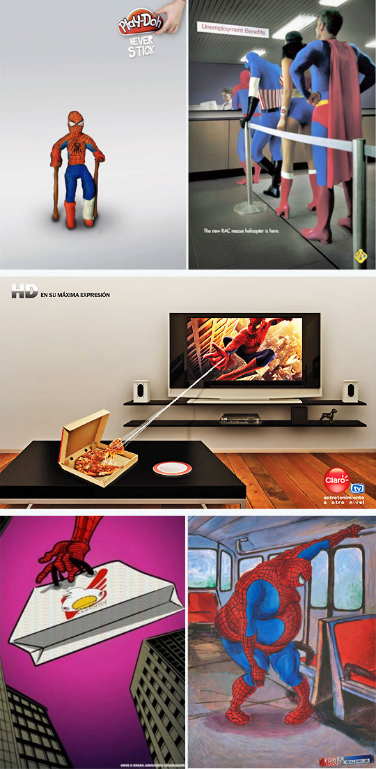 Image insolite Spiderman - Publicité avec Spiderman 