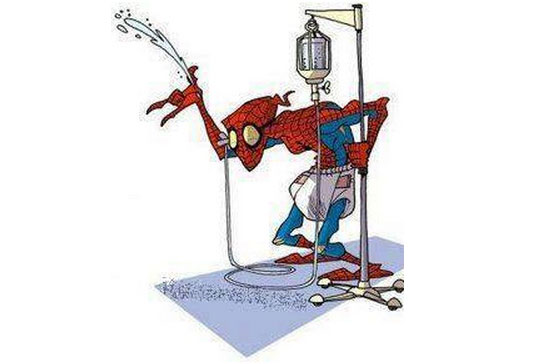 Image insolite Spiderman - Les super héros vieillssent